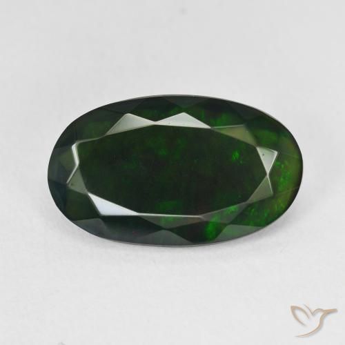 3.33ct طبيعي متعدد الألوان العقيق الأسود, بيضوي, نصف شفاف