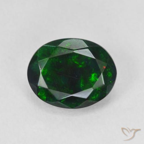 1.55ct طبيعي متعدد الألوان العقيق الأسود, بيضوي, نصف شفاف