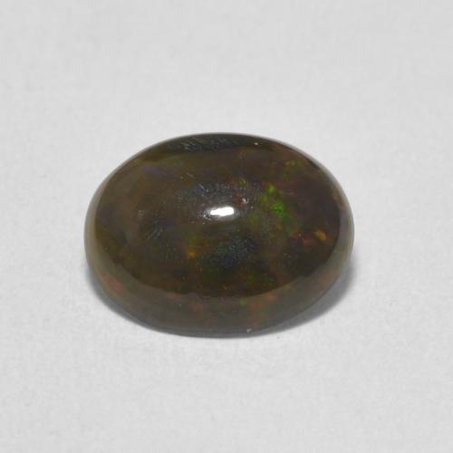 0.84ct طبيعي متعدد الألوان العقيق الأسود, بيضوي, غير شفاف