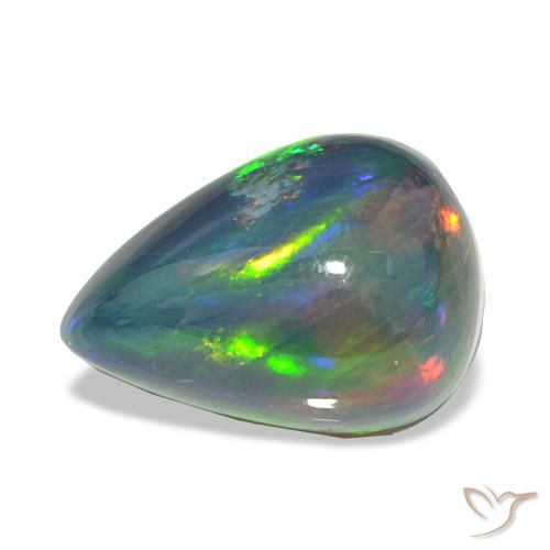 7.46ct متعدد الألوان العقيق الأسود, شكل الكمثرى, غير شفاف