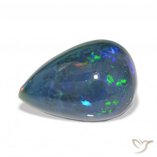 9.45ct متعدد الألوان العقيق الأسود, شكل الكمثرى, غير شفاف