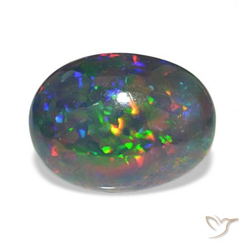 7.80ct متعدد الألوان العقيق الأسود, بيضوي, غير شفاف