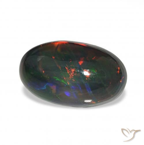 العقيق الأسود متعدد الألوان طبيعي، بيضوي، 4.80 قيراط، غير شفاف