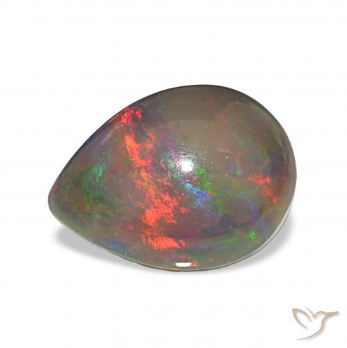 2.65ct متعدد الألوان العقيق الأسود, شكل الكمثرى, غير شفاف