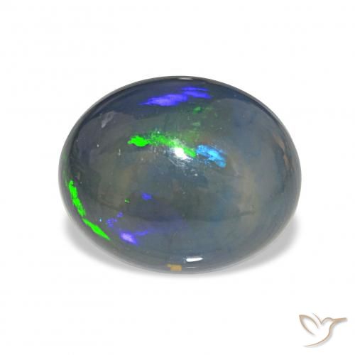 4.13ct متعدد الألوان العقيق الأسود, بيضوي, غير شفاف