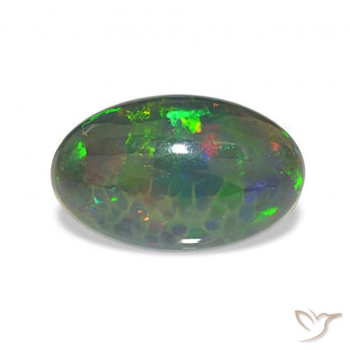 2.64ct متعدد الألوان العقيق الأسود, بيضوي, غير شفاف