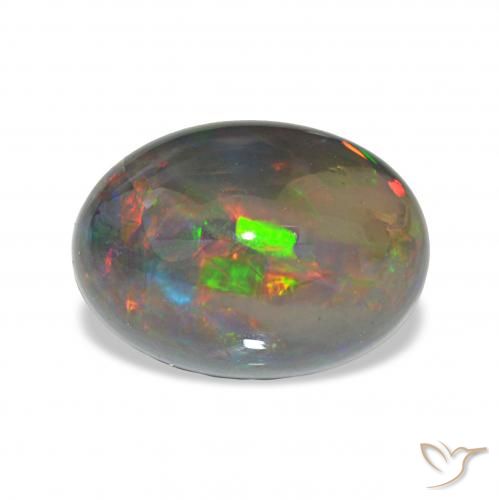 3.96ct متعدد الألوان العقيق الأسود, بيضوي, غير شفاف