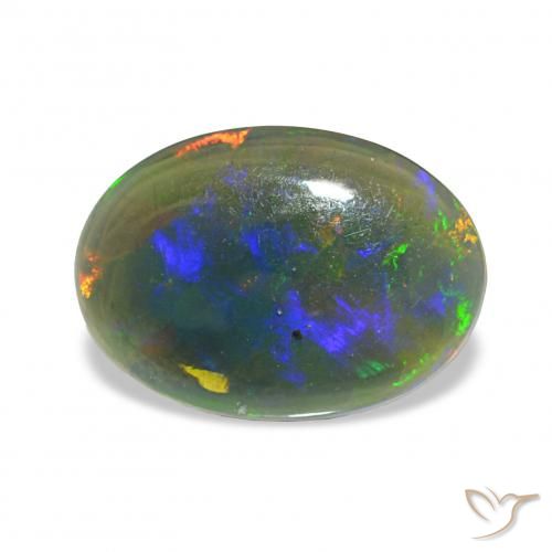 1.61ct متعدد الألوان العقيق الأسود, بيضوي, غير شفاف