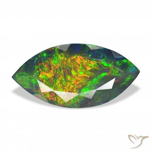 3.37ct متعدد الألوان العقيق الأسود, ماركيز, غير شفاف