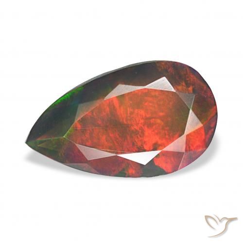 2.11ct متعدد الألوان العقيق الأسود, شكل الكمثرى, غير شفاف