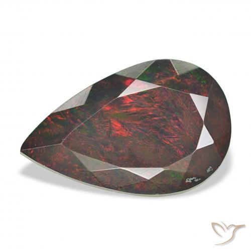 3.10ct متعدد الألوان العقيق الأسود, شكل الكمثرى, غير شفاف