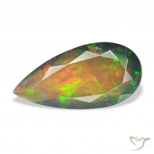 2.45ct متعدد الألوان العقيق الأسود, شكل الكمثرى, غير شفاف