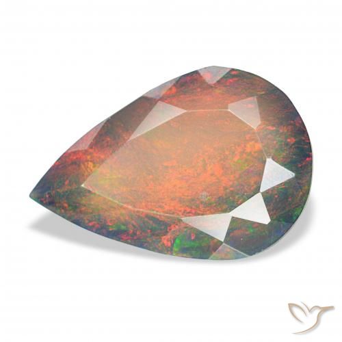 2.89ct متعدد الألوان العقيق الأسود, شكل الكمثرى, غير شفاف
