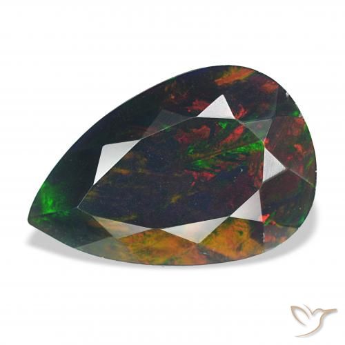 6.18ct متعدد الألوان العقيق الأسود, شكل الكمثرى, غير شفاف