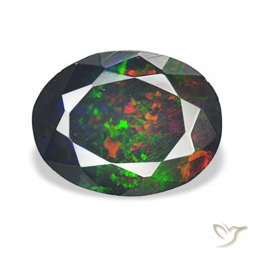 2.11ct متعدد الألوان العقيق الأسود, بيضوي, غير شفاف