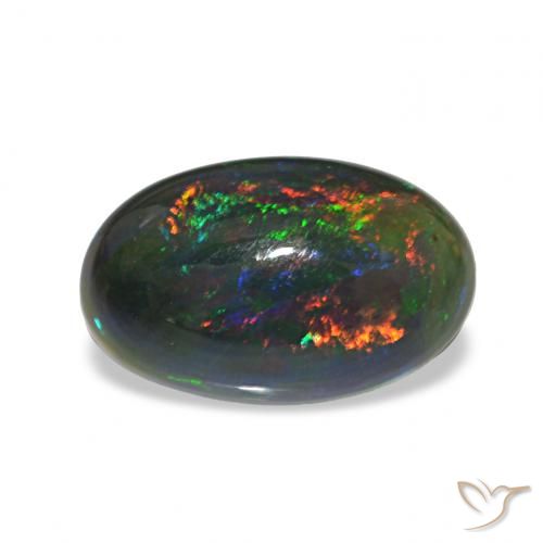 2.13ct متعدد الألوان العقيق الأسود, بيضوي, غير شفاف