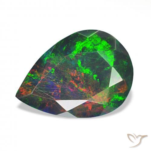 1.40ct متعدد الألوان العقيق الأسود, شكل الكمثرى, غير شفاف