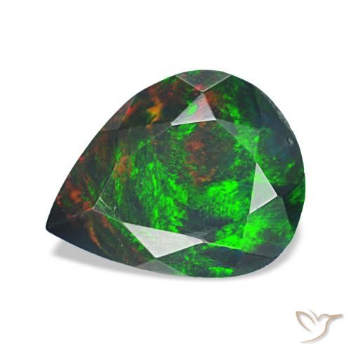 1.13ct متعدد الألوان العقيق الأسود, شكل الكمثرى, غير شفاف