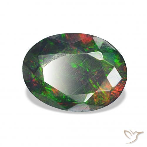 العقيق الأسود متعدد الألوان طبيعي، بيضوي، 1.60 قيراط، غير شفاف