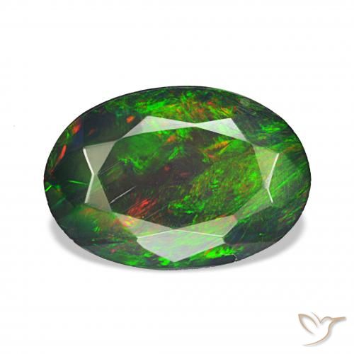 1.48ct متعدد الألوان العقيق الأسود, بيضوي, غير شفاف