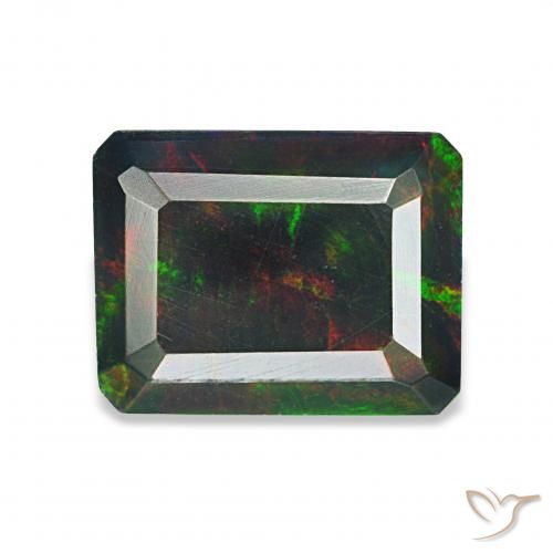 1.12ct متعدد الألوان العقيق الأسود, قص الزمرد, غير شفاف