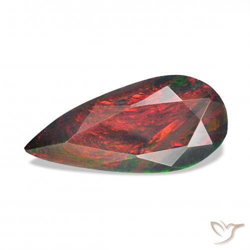 1.24ct متعدد الألوان العقيق الأسود, شكل الكمثرى, غير شفاف