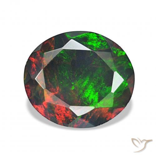 1.71ct متعدد الألوان العقيق الأسود, بيضوي, غير شفاف