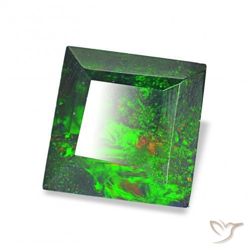 العقيق الأسود متعدد الألوان طبيعي، مربع، 1.00 قيراط، غير شفاف