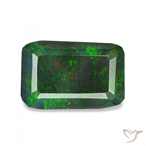 العقيق الأسود متعدد الألوان طبيعي، ثمانى / قصة زمرد، 0.89 قيراط، غير شفاف