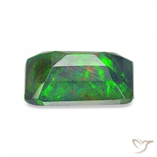 العقيق الأسود متعدد الألوان طبيعي، ثمانى / قصة زمرد، 0.89 قيراط، غير شفاف