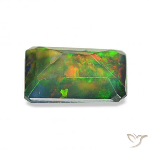 العقيق الأسود متعدد الألوان طبيعي، ثمانى / قصة زمرد، 0.77 قيراط، غير شفاف