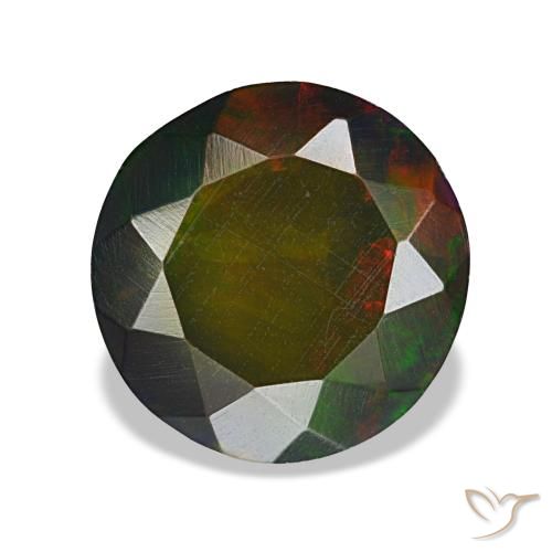 1.69ct متعدد الألوان أوبال أسود, مستدير, غير شفاف