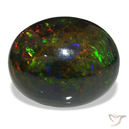 21.50ct متعدد الألوان أوبال أسود, بيضاوي, غير شفاف