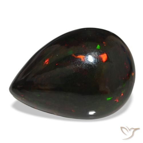 14.48ct متعدد الألوان أوبال أسود, شكل الكمثرى, غير شفاف
