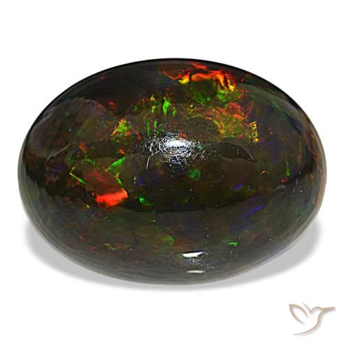 18.89ct متعدد الألوان أوبال أسود, بيضاوي, غير شفاف