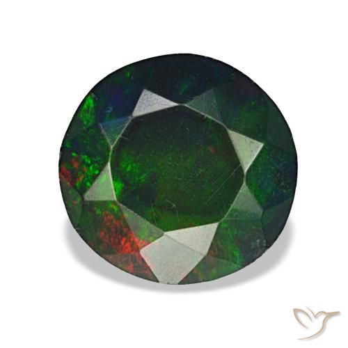 1.08ct متعدد الألوان أوبال أسود, مستدير, غير شفاف