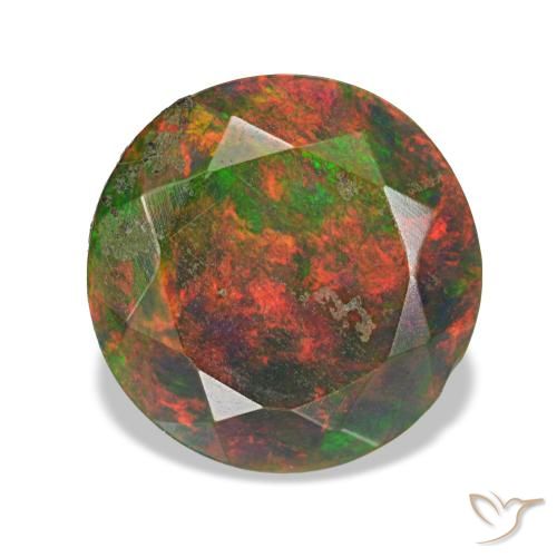 1.57ct متعدد الألوان أوبال أسود, مستدير, غير شفاف