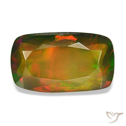 3.41ct متعدد الألوان أوبال أسود, وسادة, نصف شفاف