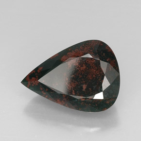 حجر الدم أخضر منقط طبيعي، شكل الكمثرى، 15.66 قيراط، غير شفاف