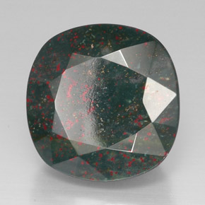 حجر الدم أخضر منقط طبيعي، قطع وسادة، 42.64 قيراط، غير شفاف