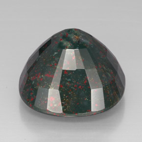 حجر الدم أخضر منقط طبيعي، قطع وسادة، 42.64 قيراط، غير شفاف