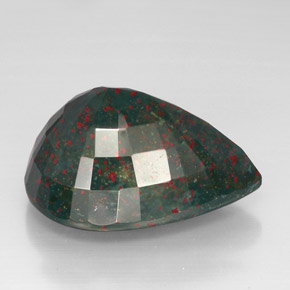 حجر الدم أخضر منقط طبيعي، شكل الكمثرى، 57.45 قيراط، غير شفاف