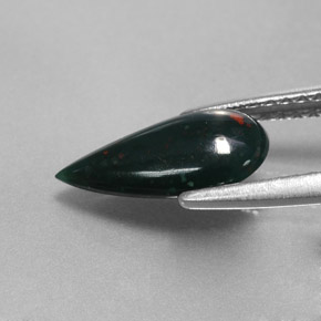 حجر الدم أخضر منقط طبيعي، شكل الكمثرى، 1.07 قيراط، غير شفاف