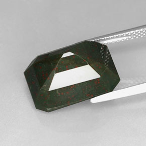 حجر الدم أخضر منقط طبيعي، قص الزمرد، 8.69 قيراط، غير شفاف