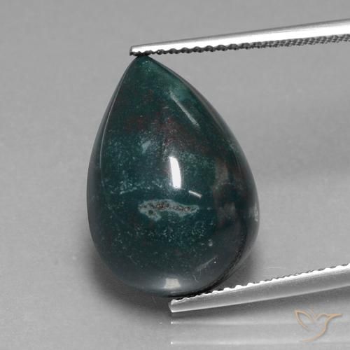 11.48ct طبيعي أخضر مزرق حجر الدم, شكل الكمثرى, غير شفاف
