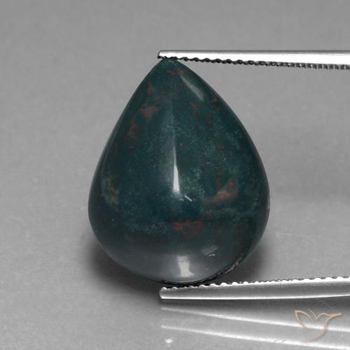 10.91ct طبيعي أخضر داكن متوسط حجر الدم, شكل الكمثرى, غير شفاف