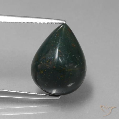 8.57ct طبيعي أخضر غامق حجر الدم, شكل الكمثرى, غير شفاف