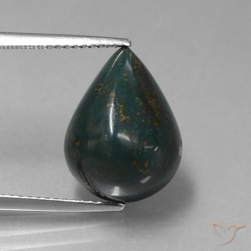 8.97ct طبيعي أخضر الغابات حجر الدم, شكل الكمثرى, غير شفاف