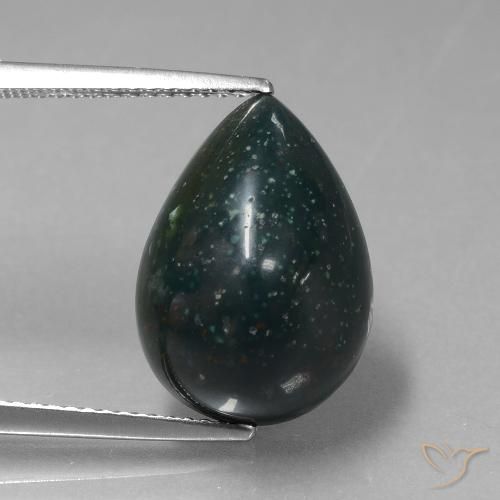 8.83ct طبيعي الأخضر الغامق حجر الدم, شكل الكمثرى, غير شفاف