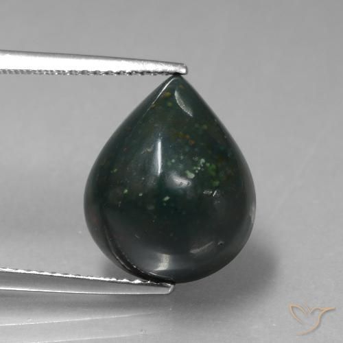 8.78ct طبيعي أخضر غامق حجر الدم, شكل الكمثرى, غير شفاف